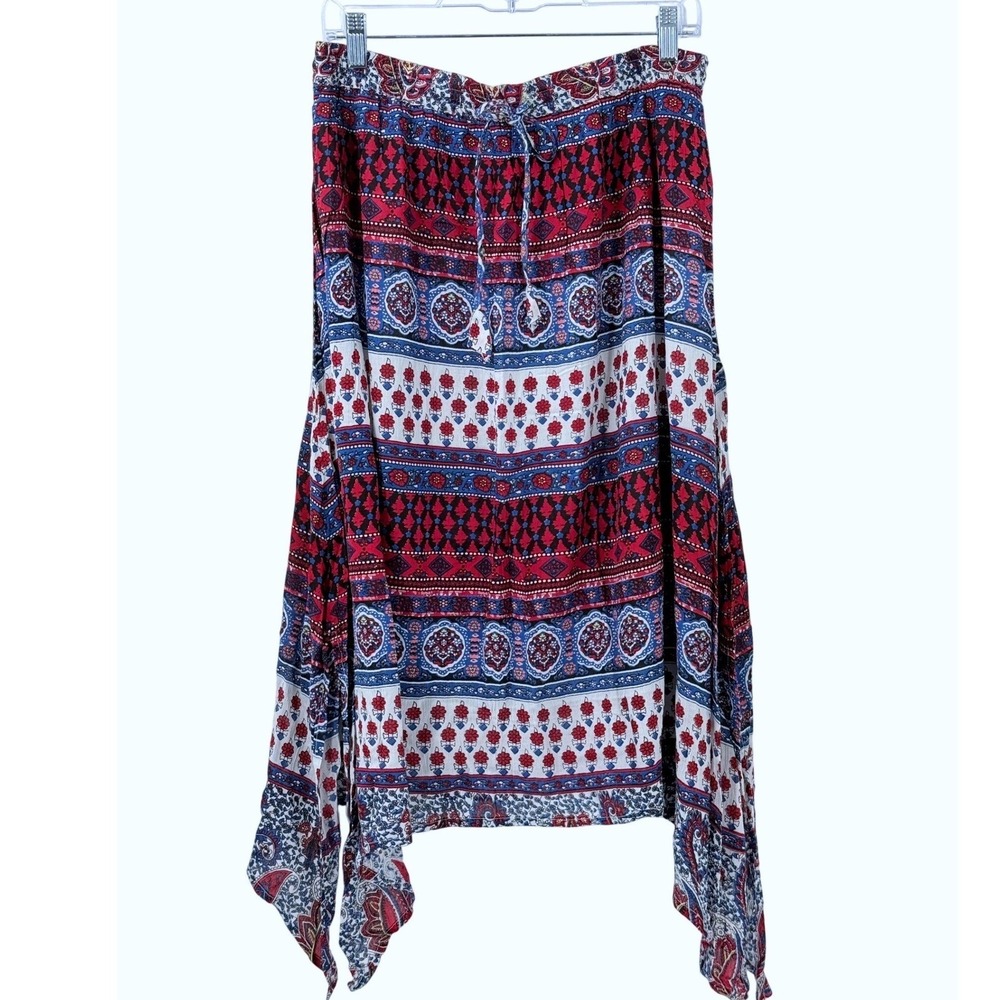 NWT Boho Handkerchief Hem Midi Skirt hippie festival whimsy vacation beach